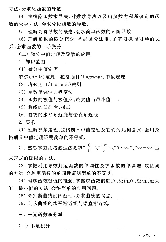 2015年成考专升本高等数学(一)考试大纲