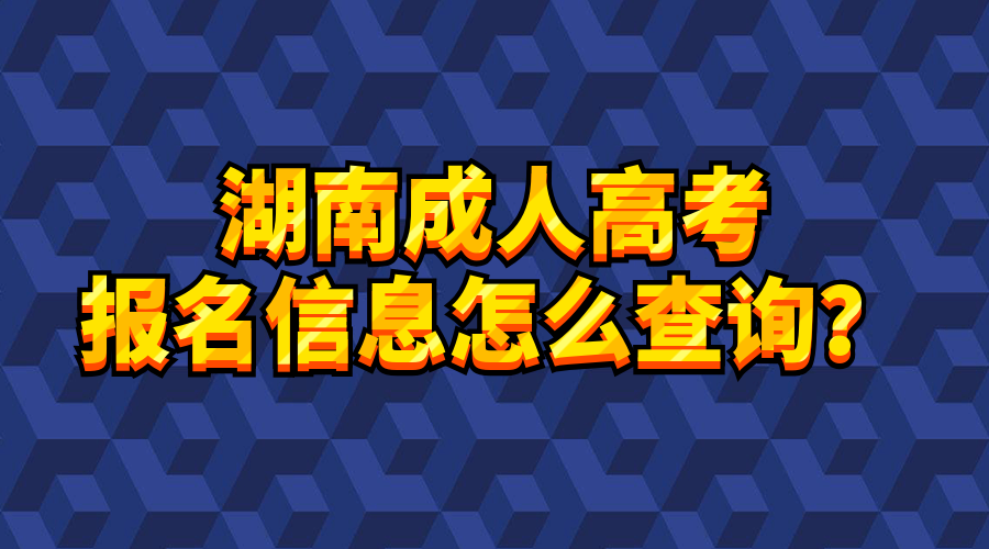 湖南成人高考报名